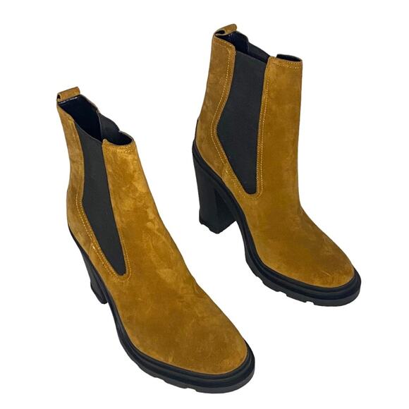 NWOT Marc Fisher 8.5 Ramio Ankle Boots Dark Natural Chelsea Leather Bootie - Picture 10 of 13